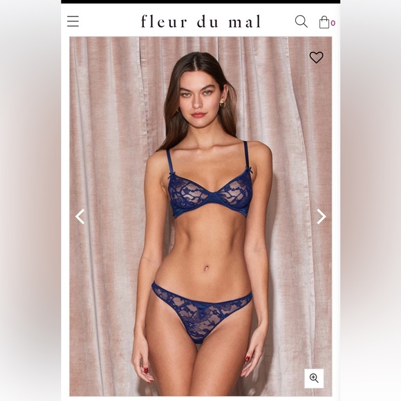 NWT Fleur du Mal Magnolia Lace Thong, Mulberry color, Size 3 (Medium) - Picture 3 of 13